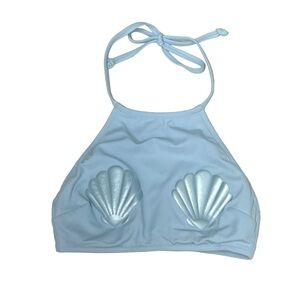 Victoria’s Secret PINK Light Blue Shell Halter Swimsuit Top Size XS